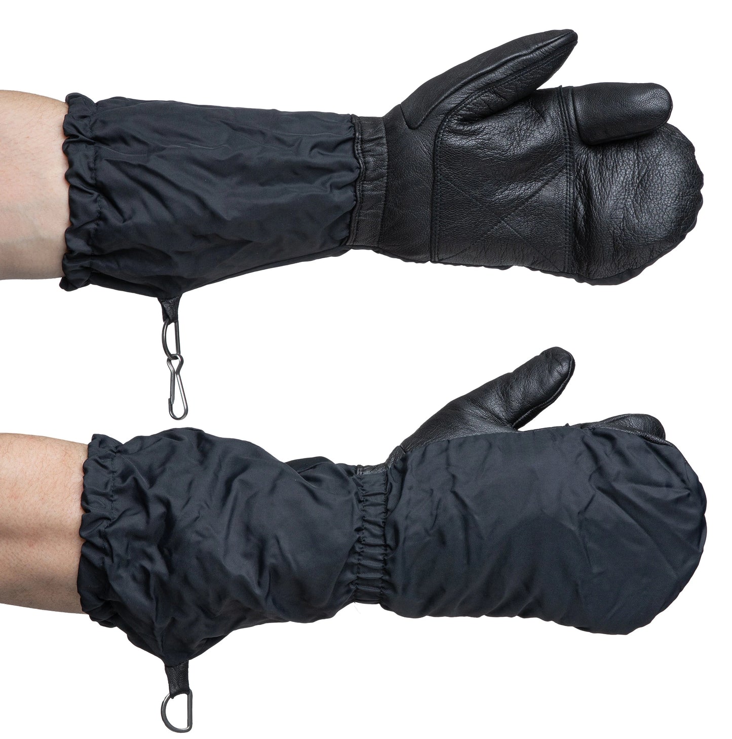 Original Swiss Army Military Winter Mittens 3 Finger Lined Black Used