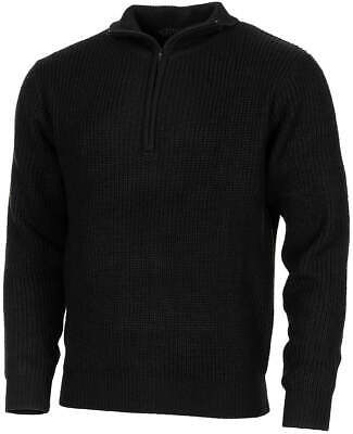 Army Military Sweater Pullover Troyer Zip On The Collar Acrylic Black