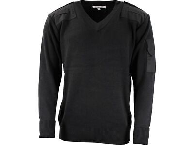 Original British Army Military Pullover Black Police V-neck 100 % acrylic New