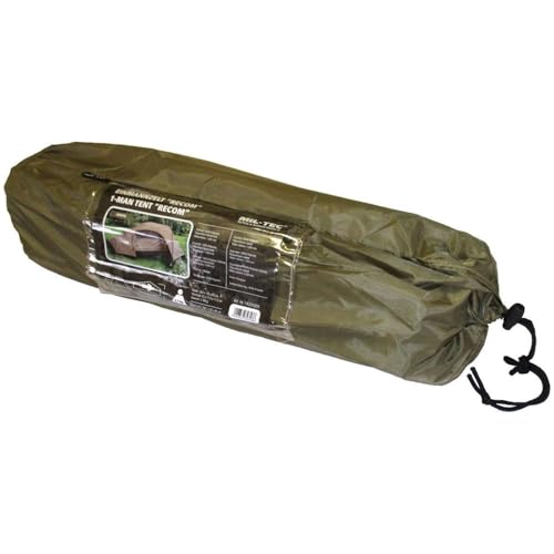 Mil-Tec Recom 1-Person Compact Lightweight Durable Weatherproof Wind & Storm-Resistant Easy-to-Install Tactical Outdoor Hiking Camping Tent with Zipper Entrance & Mosquito Net