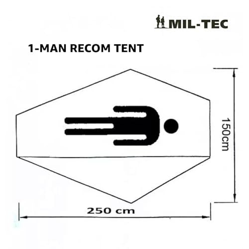 Mil-Tec Recom 1-Person Compact Lightweight Durable Weatherproof Wind & Storm-Resistant Easy-to-Install Tactical Outdoor Hiking Camping Tent with Zipper Entrance & Mosquito Net