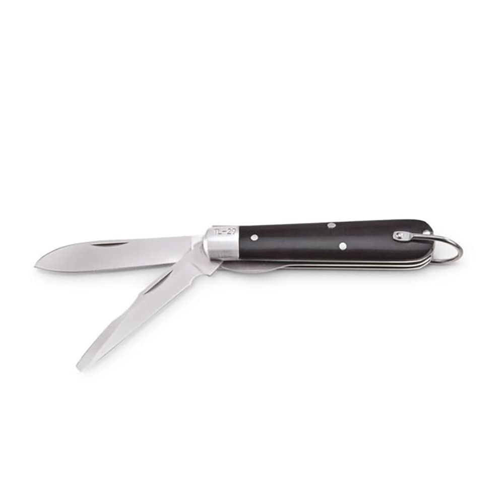 MIL-TEC US Repro Black TL29 Electrician Utility Folding Knife for Electrical Work | 2 Solid Steel Blades (2.5") | Specialized Blade for Wire Stripping & Field Radio Repair | Metal Hanging Loop