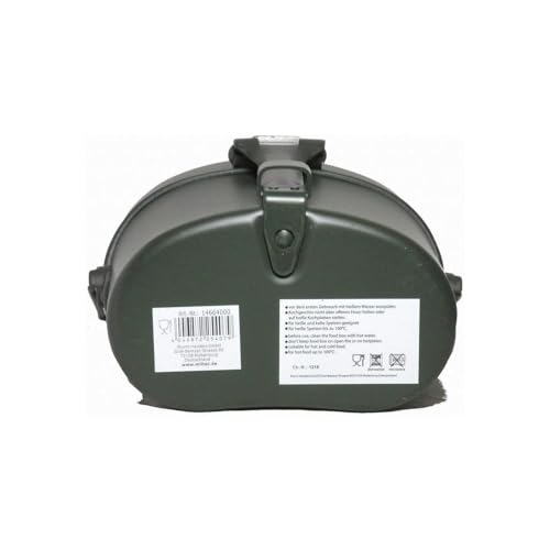 MIL-TEC German Style Gray Aluminum Mess Kit | Three-Part Portable Military Mess Tin with Clap Frame | Ideal for Camping, Hiking, Outdoor Cooking | Height: 6.5", Width: 4.25", Weight: ca. 16 oz.