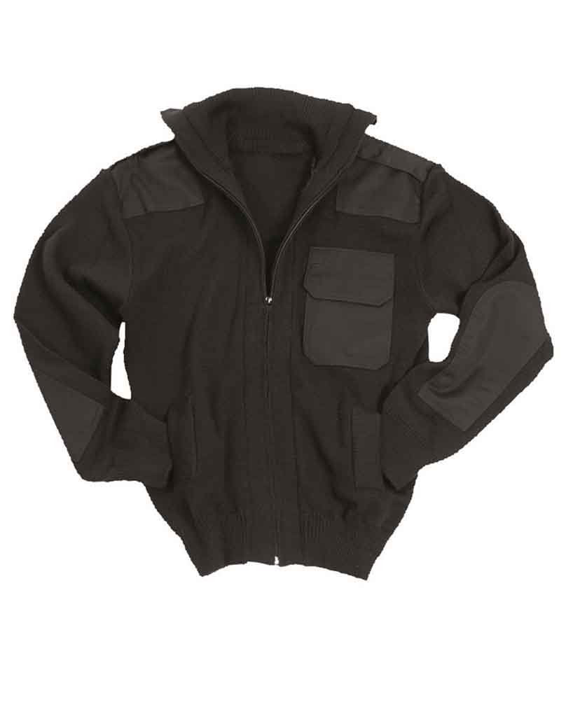 Black Army Style Cardigan Wool Blend Military Tactical Full Zip Sweater 38