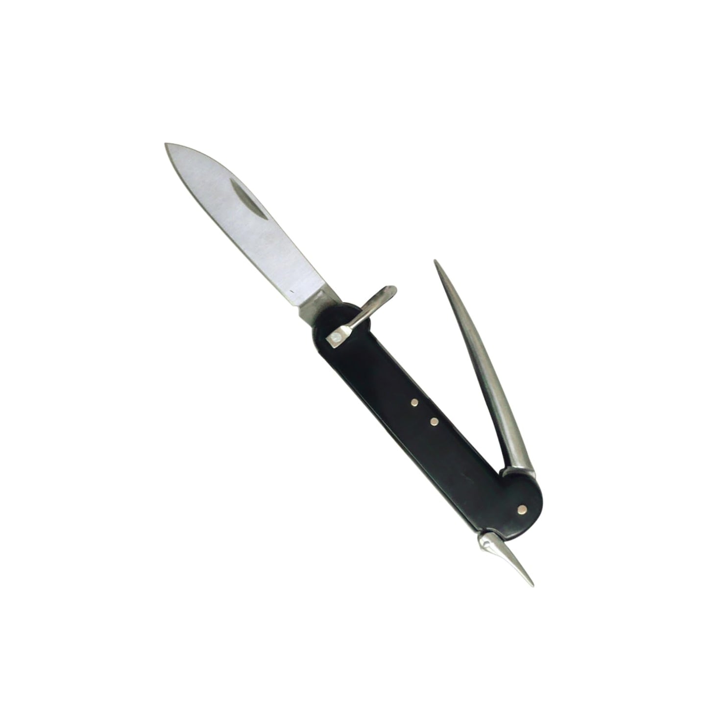 Mil-Tec German Black Sailor Pocket Knife | Compact Portable Robust Deck Multi-Tool for Outdoor Enthusiasts & Sailors | Marlin Spike for Rope Work | Eyelet to Fix on Clothes or Keychain | Steel Blade