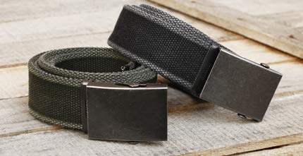 Vintage Surplus Canvas Webbing MILITARY TROUSER BELT in Black, Olive Green