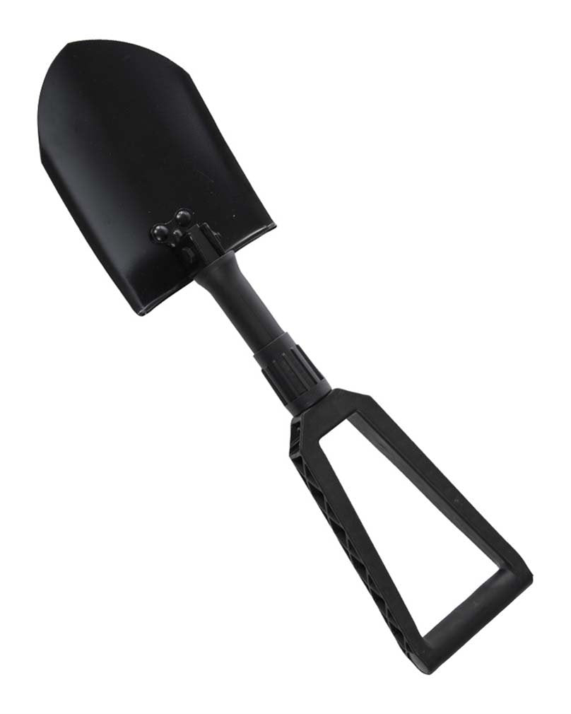 Mil-Tec US Style Tri-Fold Shovel Gen II – Black Steel Tactical Spade with Cover