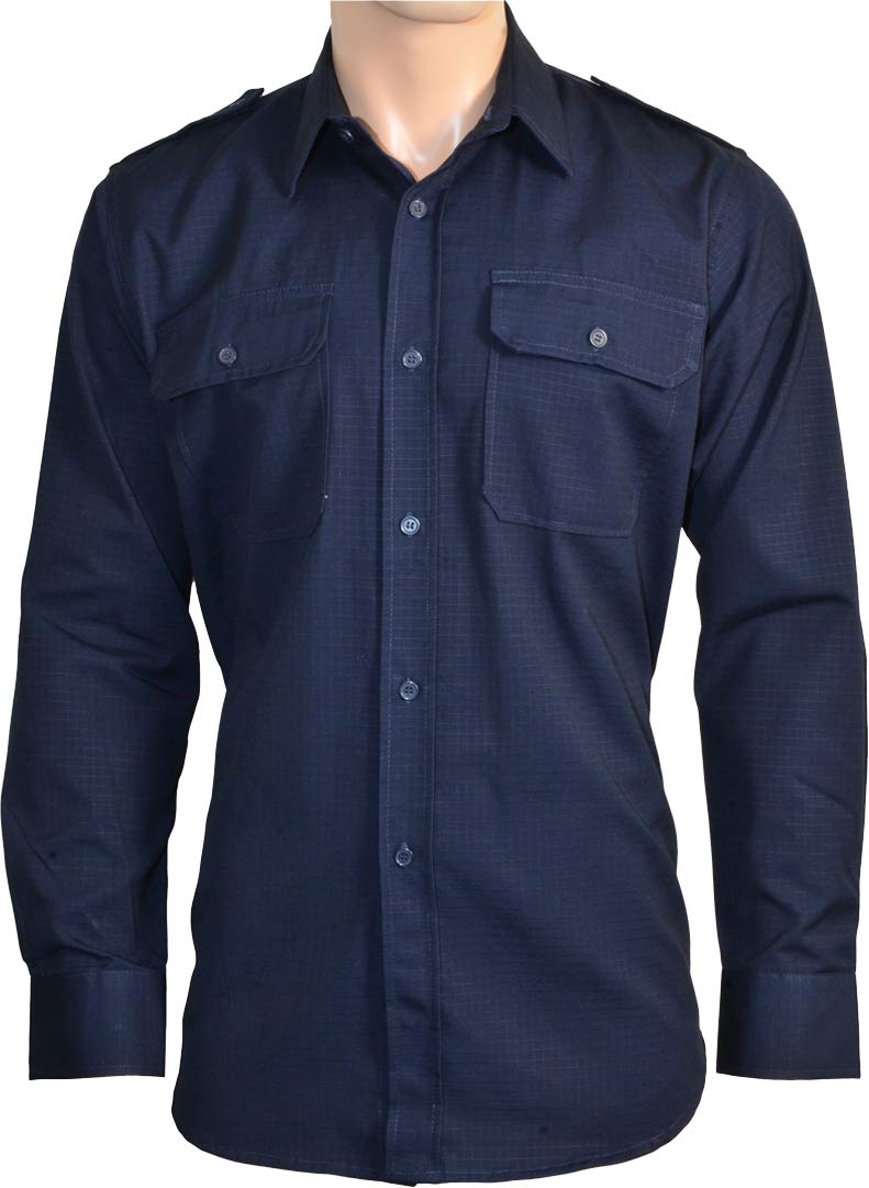 Mil-Tec Ripstop Shirt Navy Blue 100% Cotton Long Sleeve Tactical Field Top