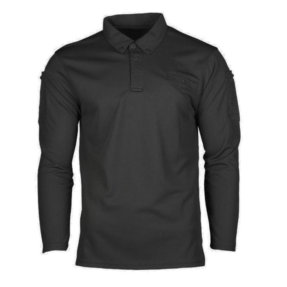Mil-Tec Tactical Long Sleeve Quick Dry Polo Shirt Black Men’s