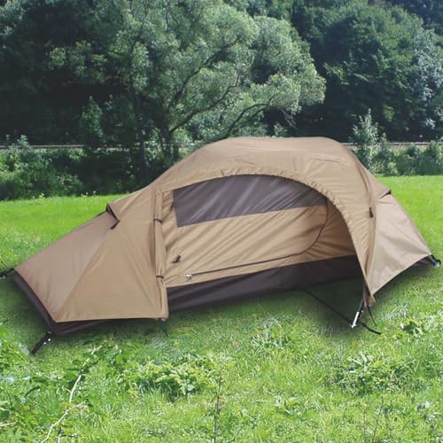 Mil-Tec Recom 1-Person Compact Lightweight Durable Weatherproof Wind & Storm-Resistant Easy-to-Install Tactical Outdoor Hiking Camping Tent with Zipper Entrance & Mosquito Net