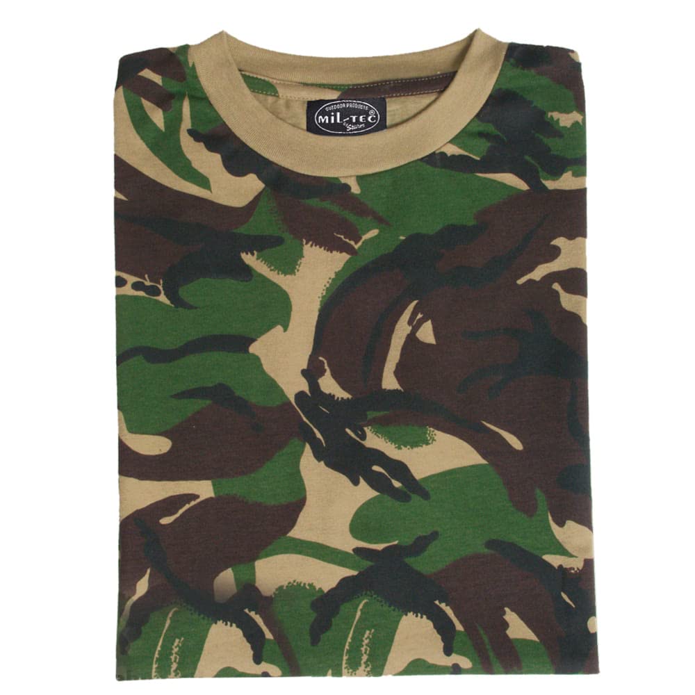 Mil-Tec British DPM Woodland Camouflage T-Shirt Cotton Crew Neck