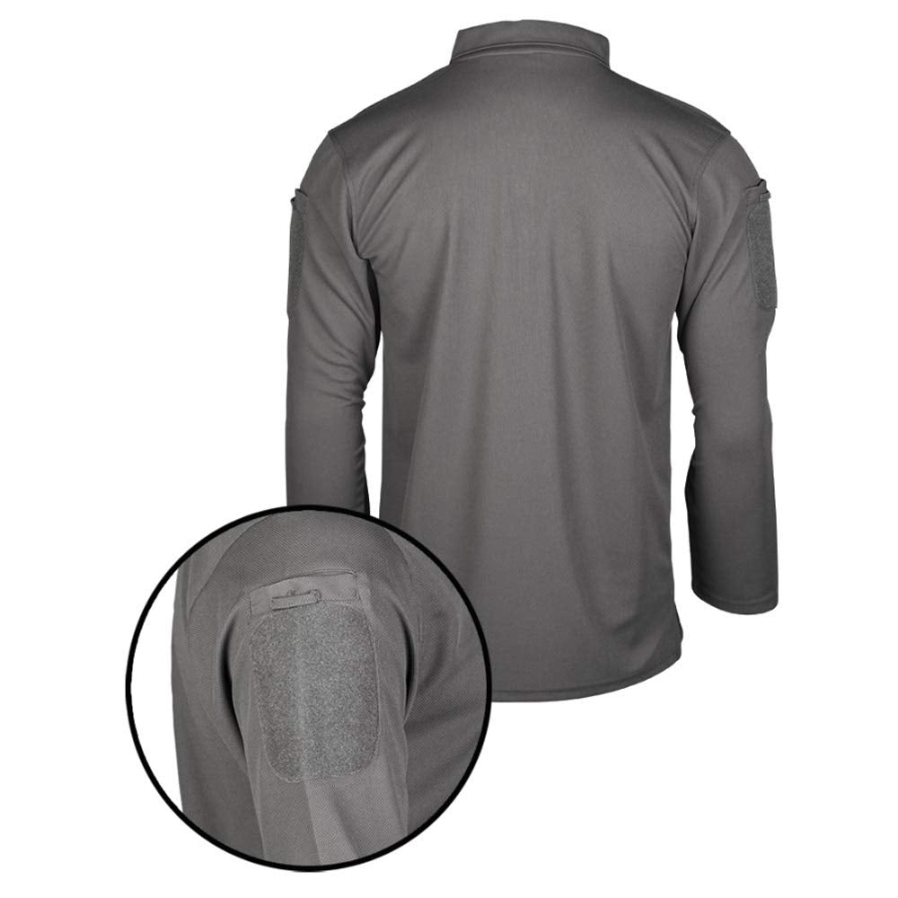 Mil-Tec Men's Tactical Long Sleeve Quick Dry Polo Shirt Urban Gray