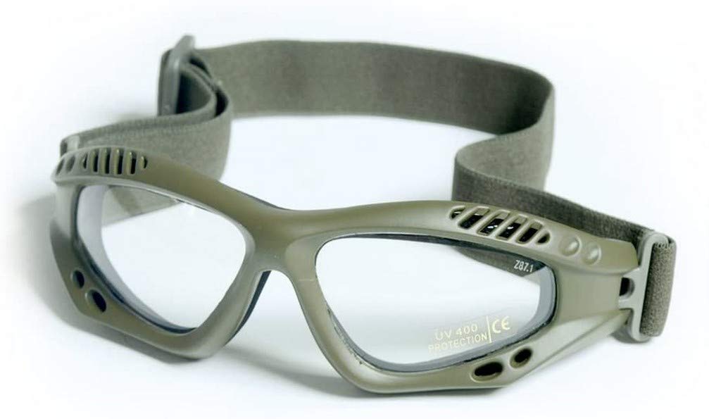Mil-Tec Commando Air Pro Goggles – Clear Lens Olive Tactical Eye Protection