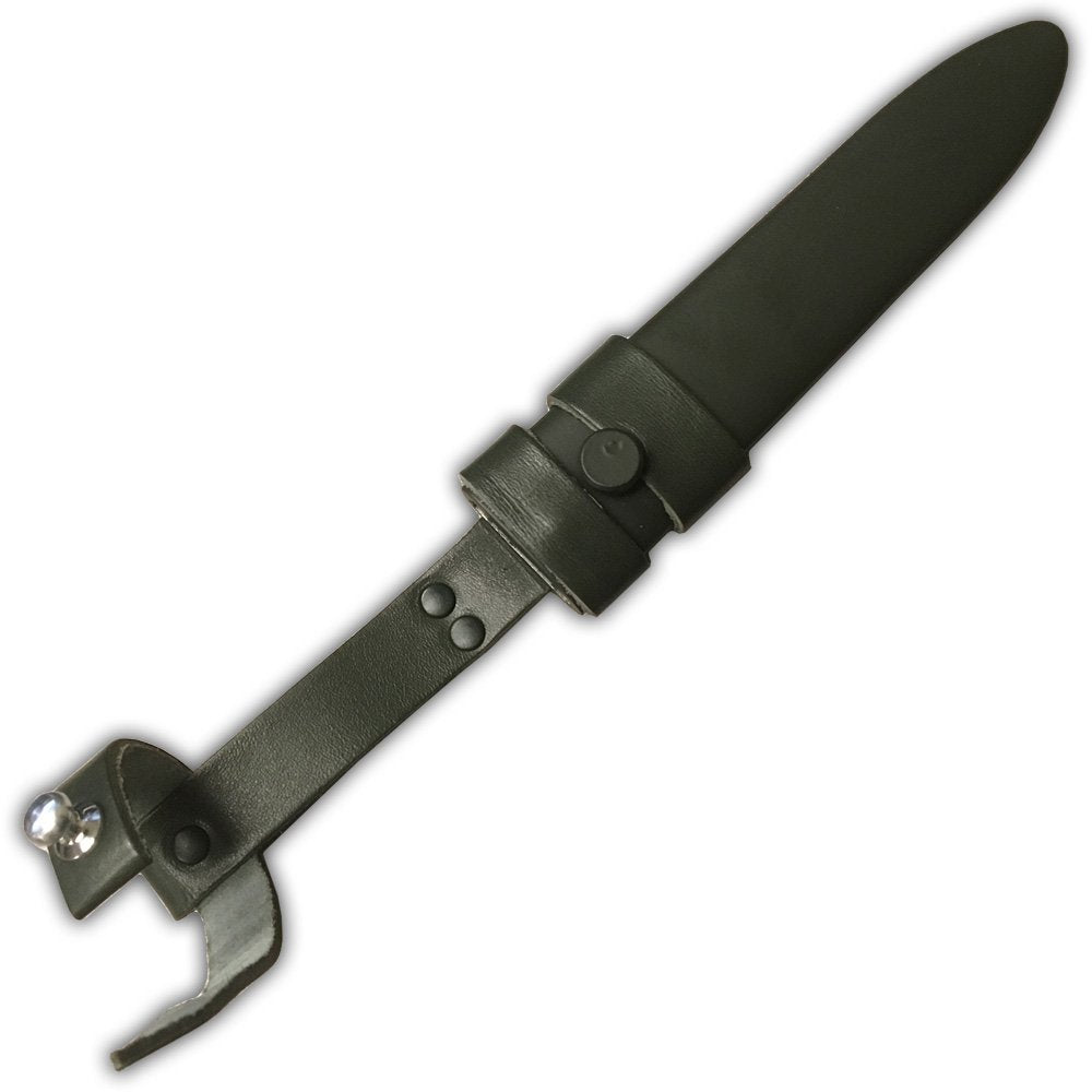 MIL-TEC Combat 5.7" Olive Drab Knife for Military Personnel, Outdoor Enthusiasts, Survivalists | Metal Blade Sheath and Leather Suspensions Included | Steel Fixed Blade | Ideal for Tactical Operations