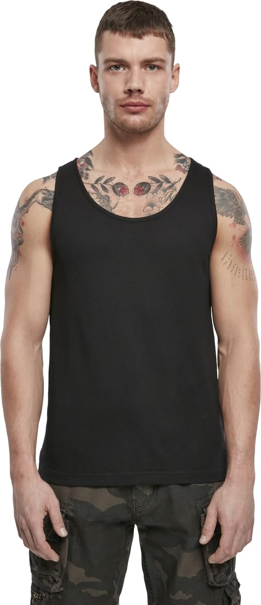 Brandit Men’s Tank Top Black S | Lightweight Cotton Sleeveless Shirt
