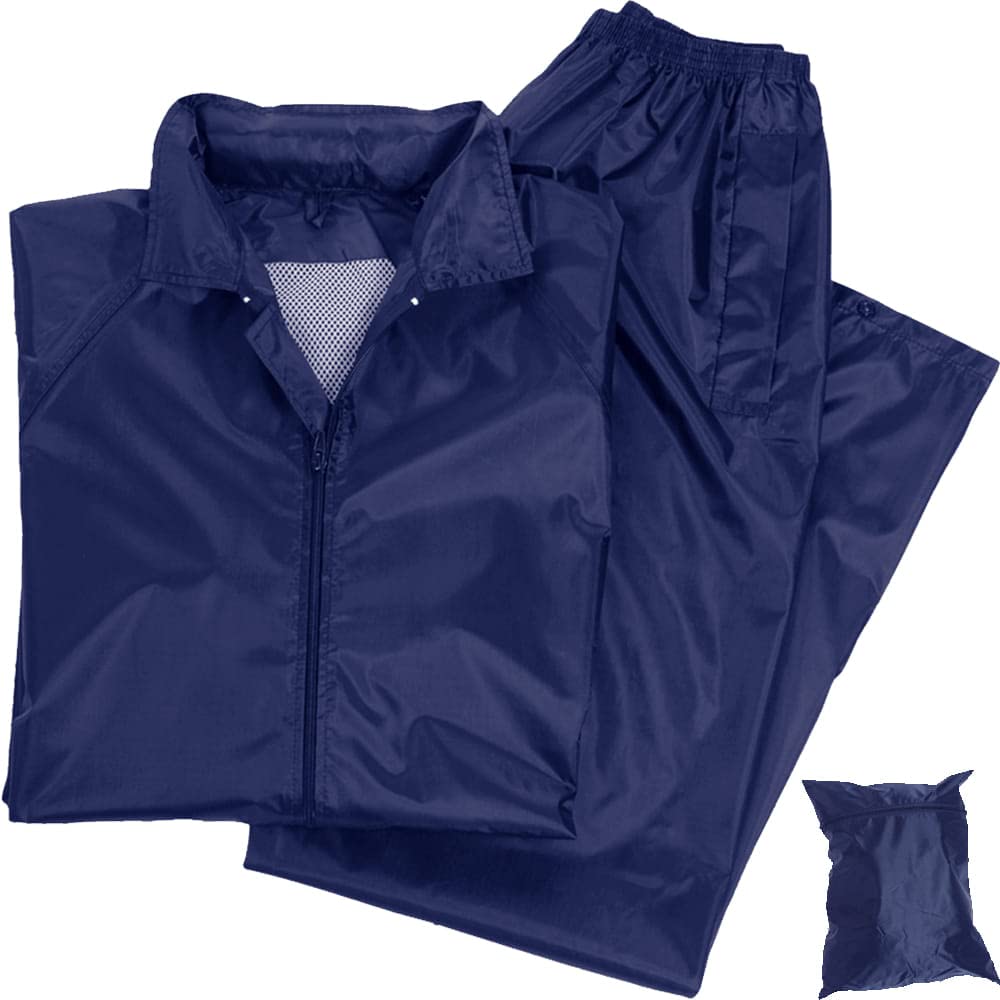 Bcb Mil-Tec Waterproof Rainsuit Set Dark Blue Small Hooded Jacket And Pants