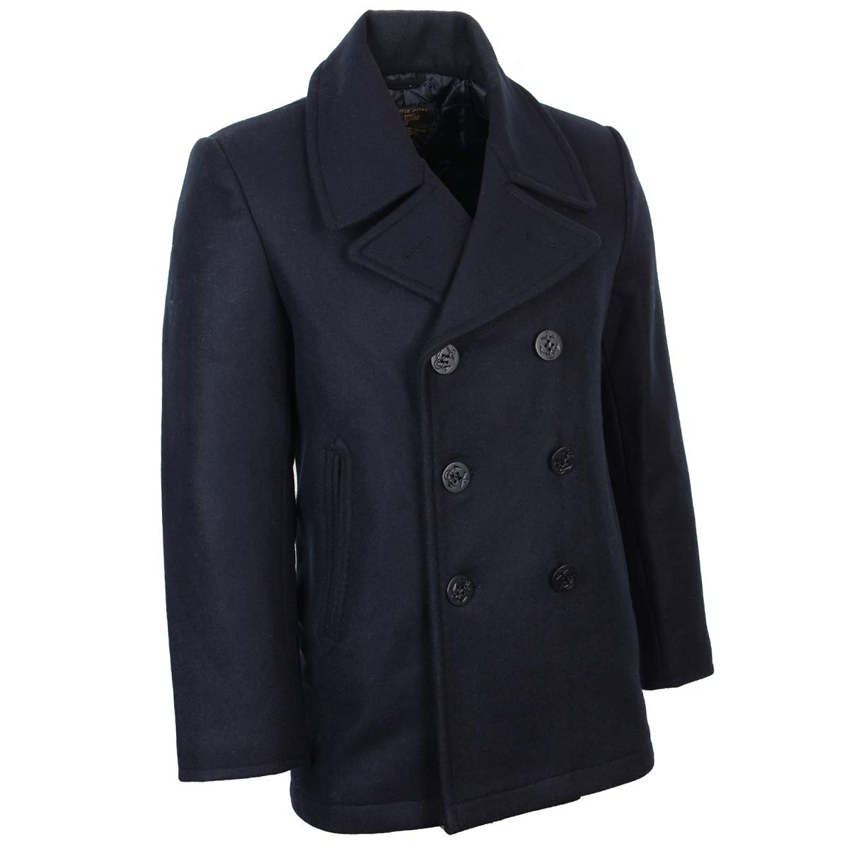 Mil-Tec US Navy Men’s Pea Coat – Dark Blue Wool Blend Jacket