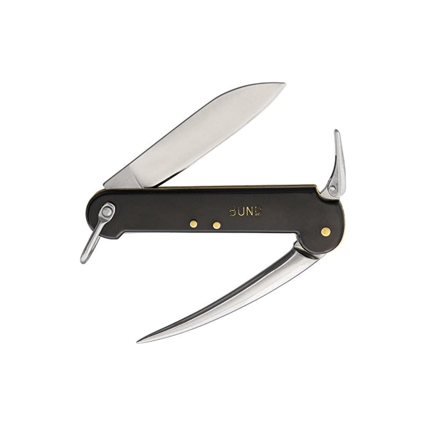 Mil-Tec German Black Sailor Pocket Knife | Compact Portable Robust Deck Multi-Tool for Outdoor Enthusiasts & Sailors | Marlin Spike for Rope Work | Eyelet to Fix on Clothes or Keychain | Steel Blade