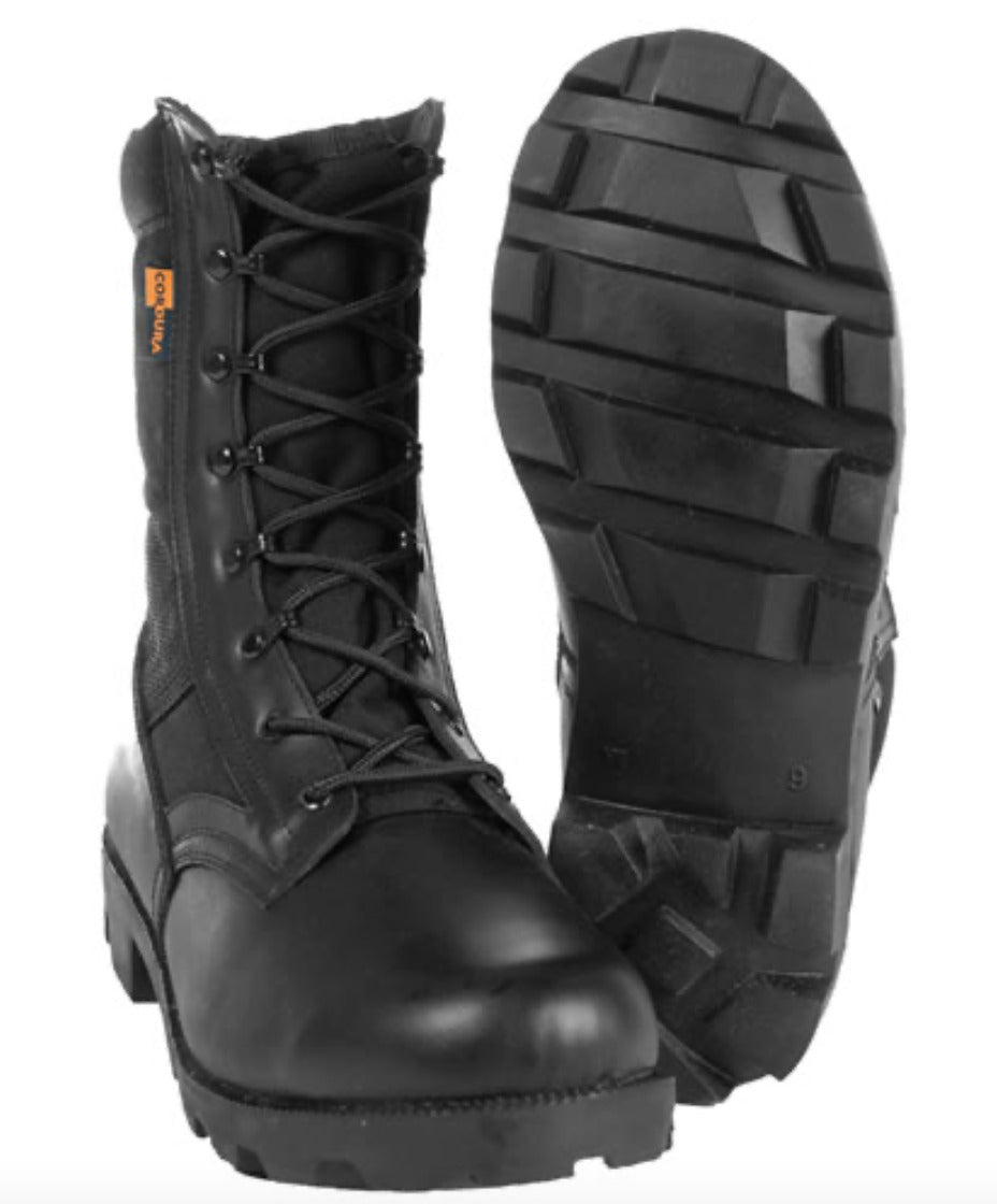 US Army Boots Military Combat Cordura Jungle Shoes Black 100% Cowhide Black