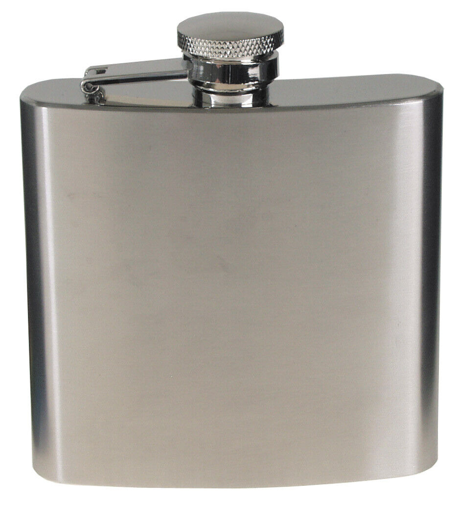 Hip Flask MIlitary Army Style Classic Stainless Steel Chrome Matt 6 OZ 170 ml