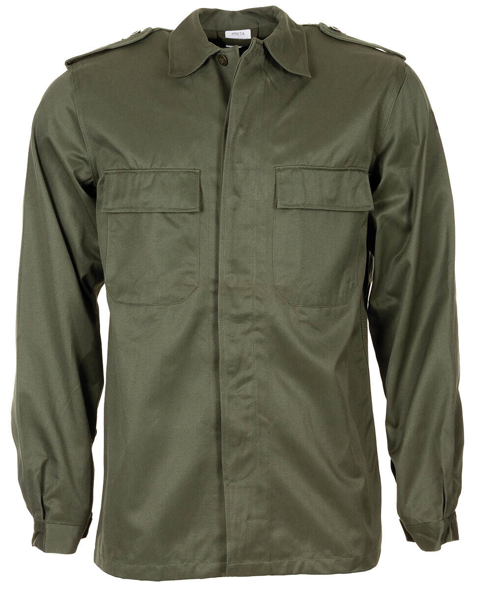 Original Belgian Army Military Field Light Jacket Shirt BDU OD Green 100% Cotton