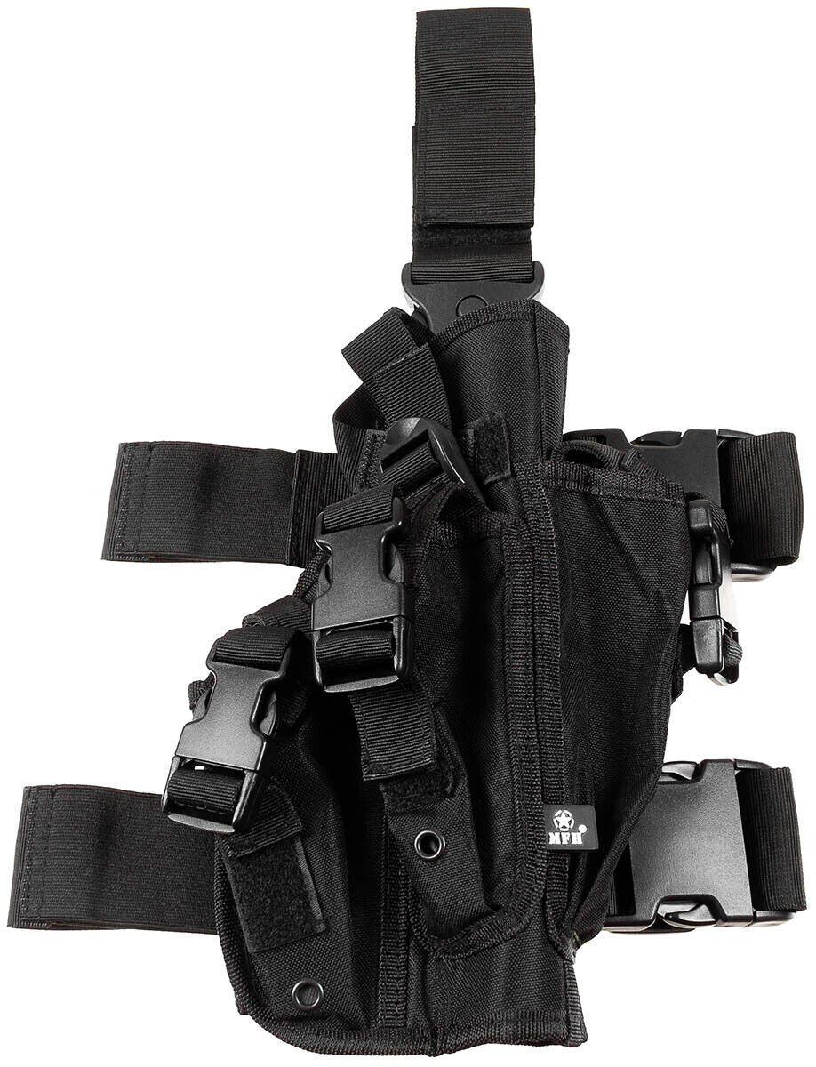 Black Right Leg Holster Adjustable Straps Detachable Belt Strap Magazine Pouches