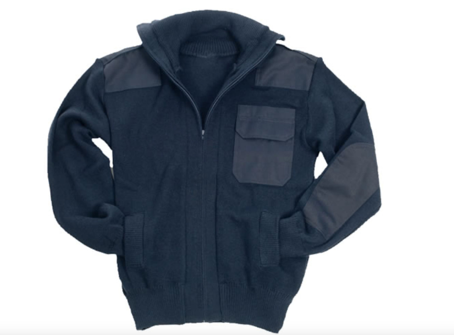 German Army Sweater Pullover Acrylic Chest Pocket Reinforced 80% Wool Dark Blue
