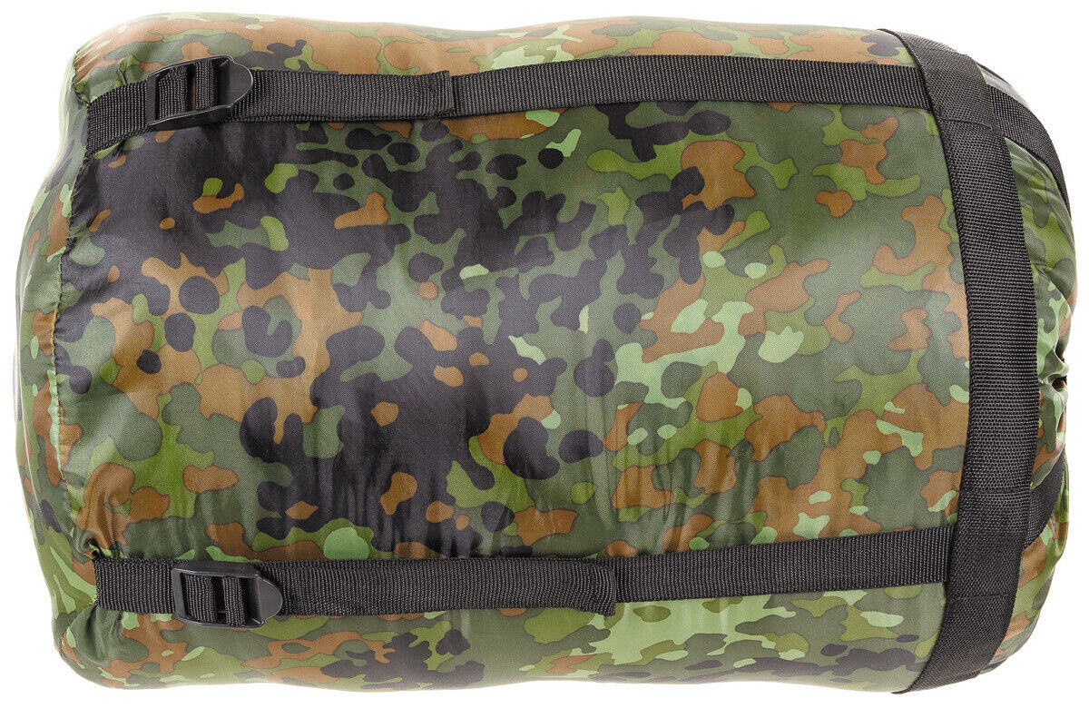 Bundeswehr Camo Mummy Sleeping Bag 2-Layer Filling -10?C +15?C Hood Adjustable