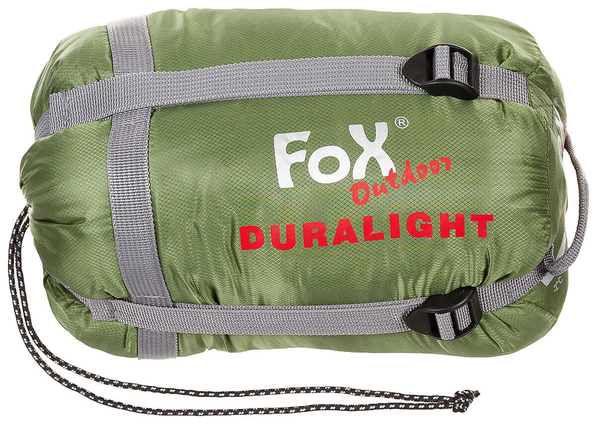 Duralight Sleeping Bag OD Green-Black +2?C to +18?C Hood & Drawstrings Compact