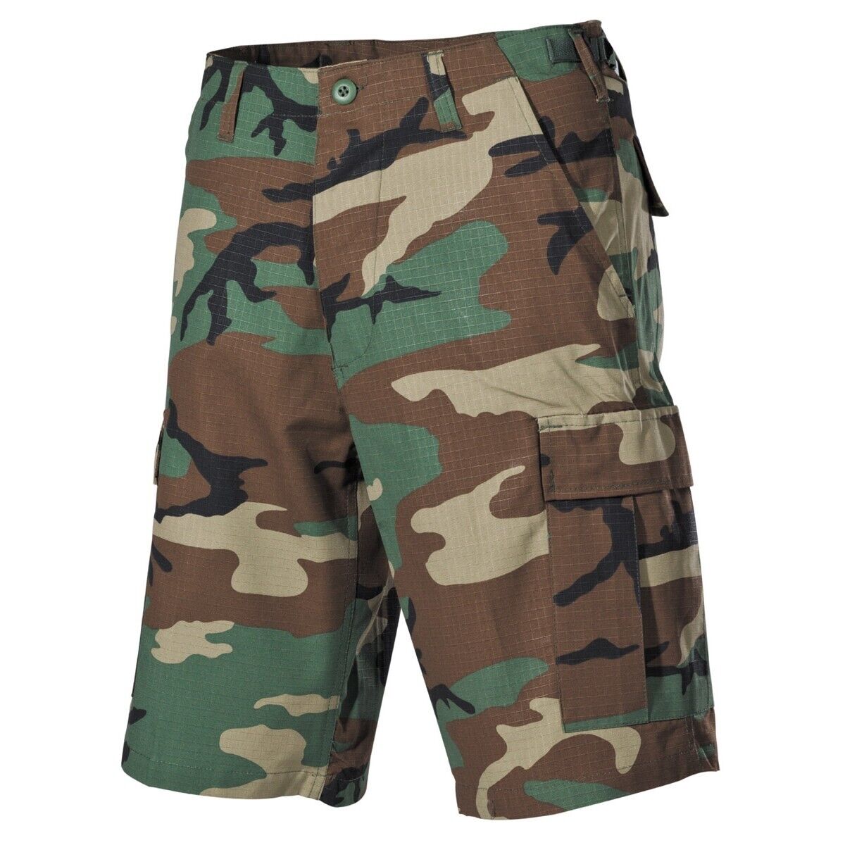 Bermuda Shorts Camo Military Army BDU Leg Pockets Rip Stop Woodland