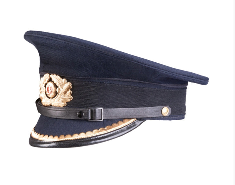 East German Visor Hat Original Insignia Vintage Military Surplus, Collect Used