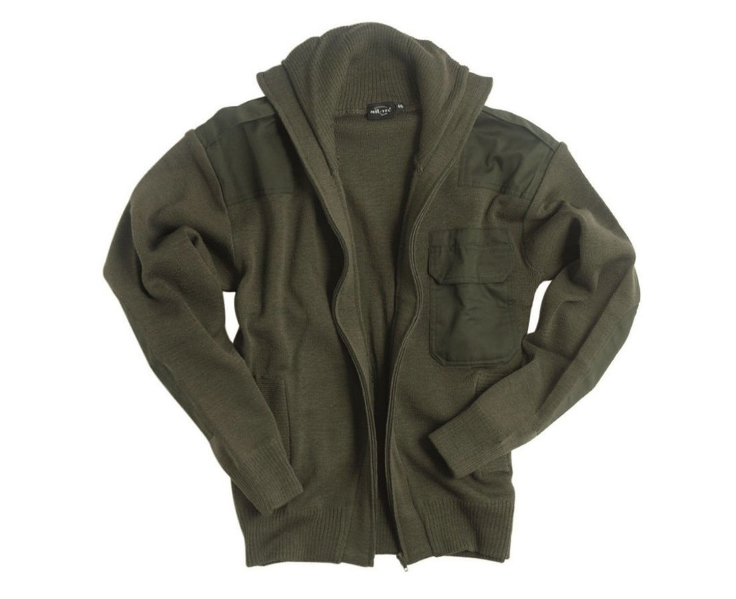 German Army Sweater Cardigan Pullover Acrylic Chest Pocket 80% Wool OD Gren