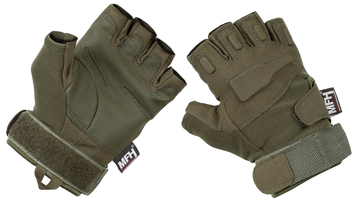 Military Tactical Gloves Army Combat Pro Fingerless Winter Warm Black OD Green