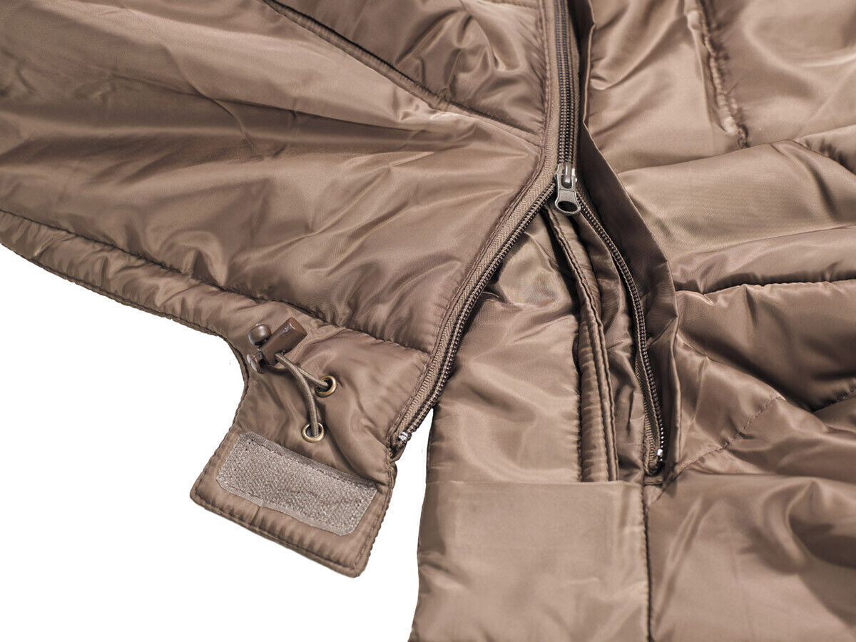 US Army Quilted Military Combat Vest Brown Front Zip Detachable Hood