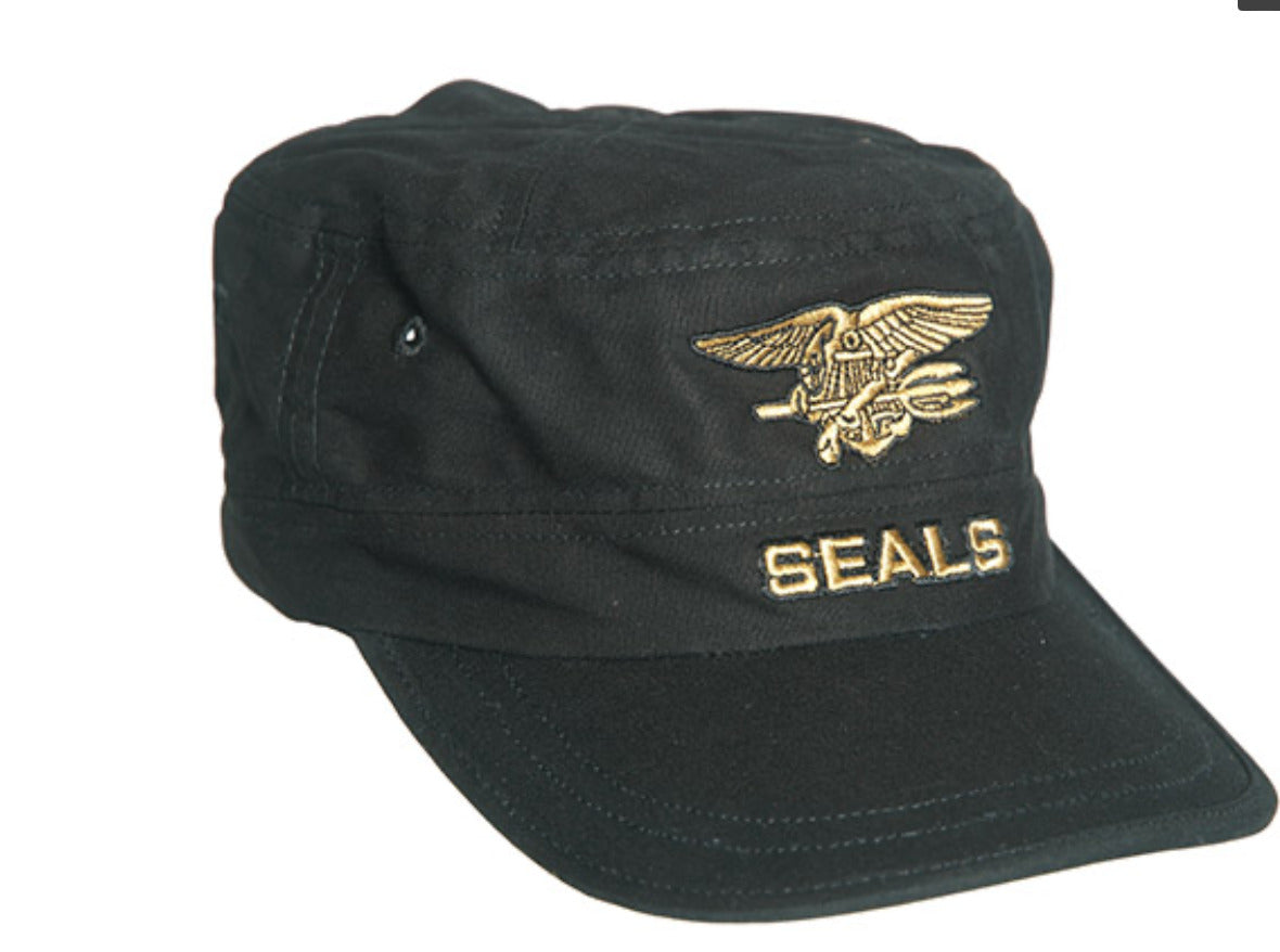 Stylish Army Cap With Navy Seals Badge 100 Cotton Black One Size
