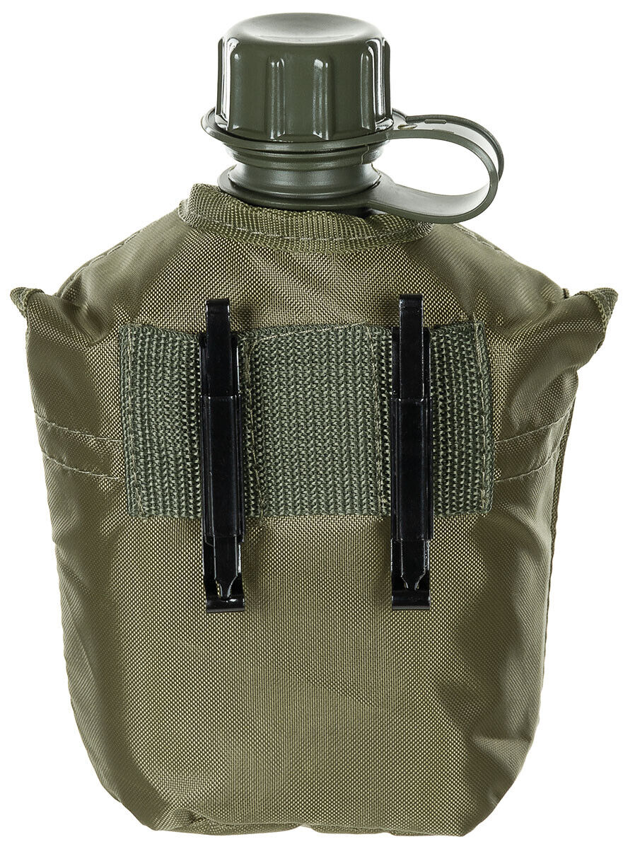 US Army Military Style Plastic Canteen 1L Cover OD Green BPA Free