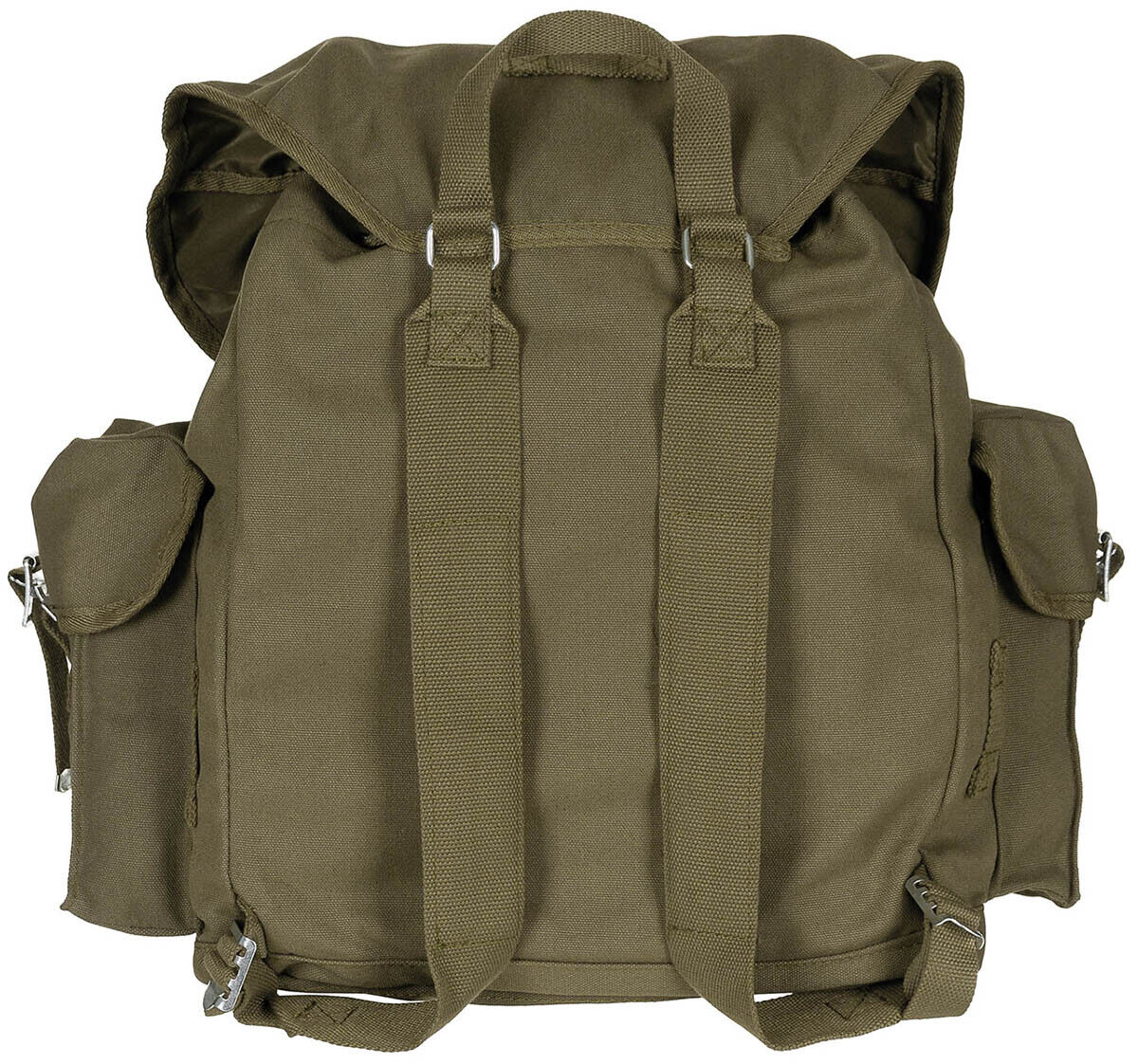 Bundeswehr Canvas OD Green Backpack Adjustable Straps Lid Closure