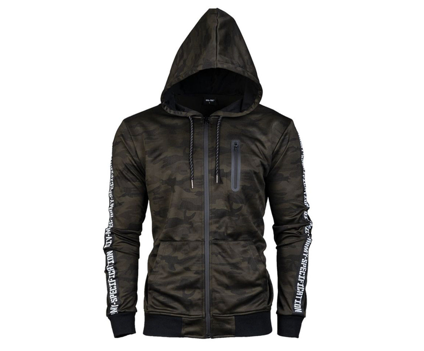 MIL-TEC Sport Jacket Military Tactical Zipped Hoodie Sweater Mens Outdoor Black