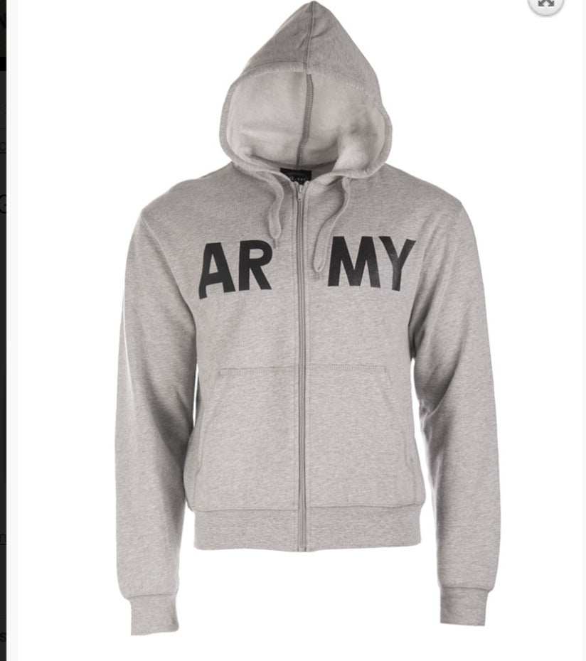 MIL-TEC Gym Jacket Military Tactical Zipped Hoodie Sweater Mens Outdoor Grey