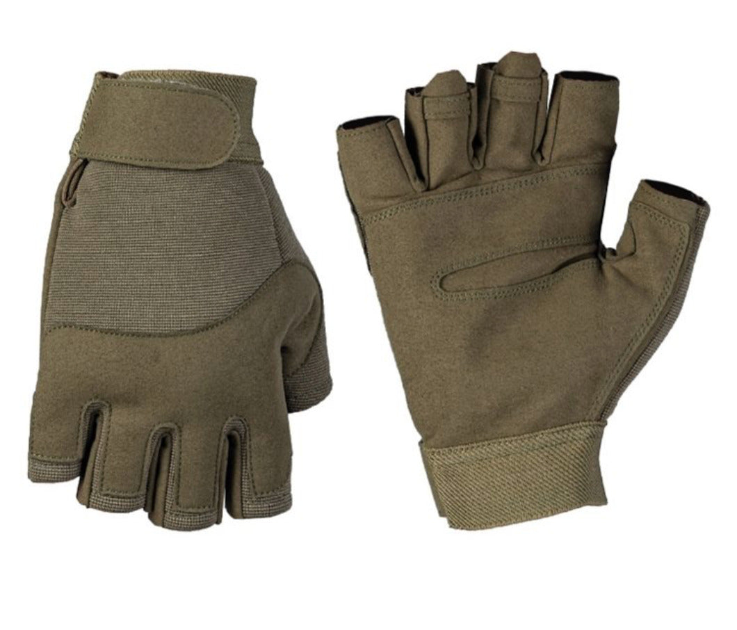 Army Style Military Action Fingerless Gloves Tactical Protection Combat OD Green