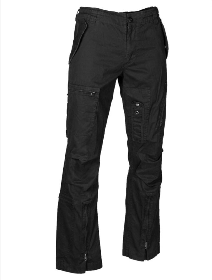 Pilot Army Pants Outdoor Trekking Trousers Straight Cut Cotton Prewash Black