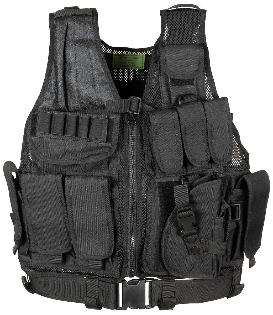 US Army Military Combat Vest USMC With Belt Black Molle Adjustable One Size