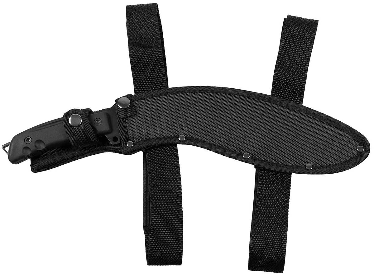 Machete Kukri Black ABS Handle Nylon Sheath Leg Straps Survival Knife Steel