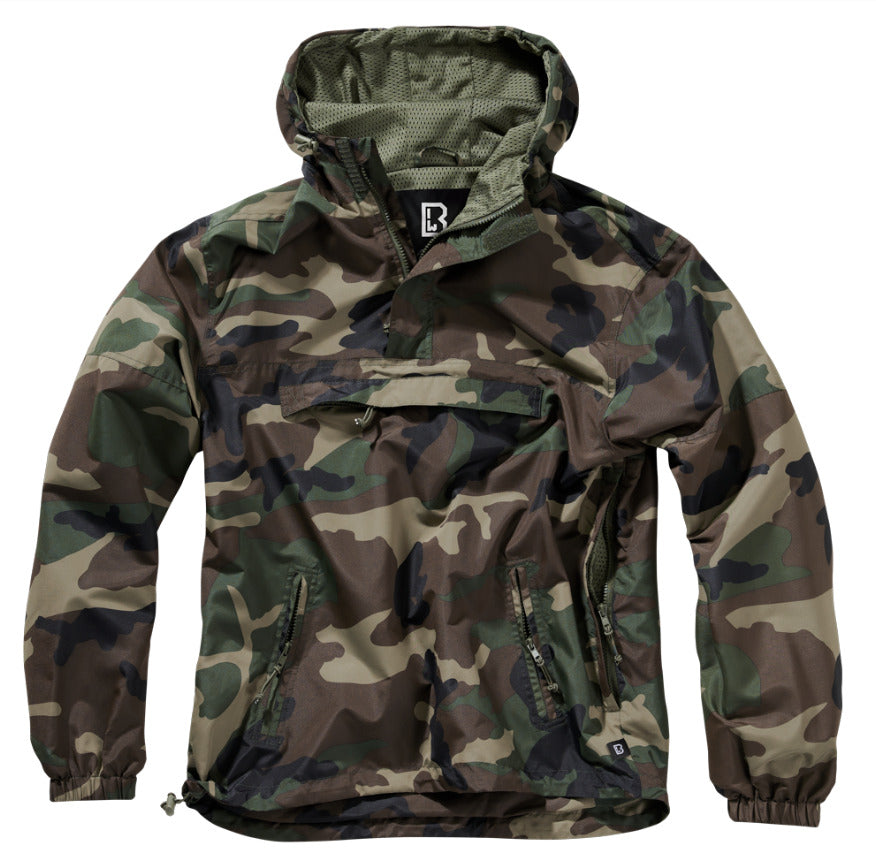 Brandit Windbreaker Anorak Woodland – Summer Rain Jacket Outdoor Hiking