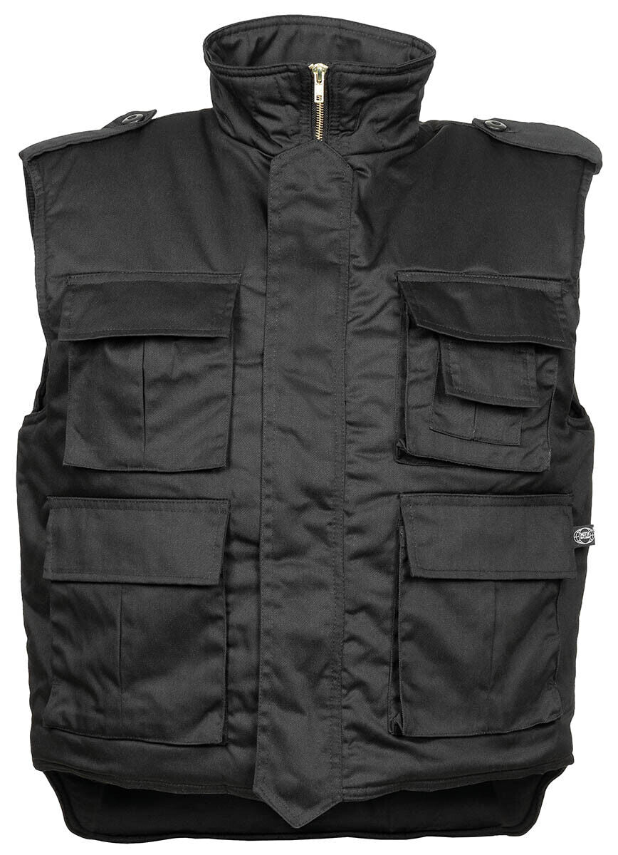 US Army Quilted Military Combat Vest Ranger Black Front Zip