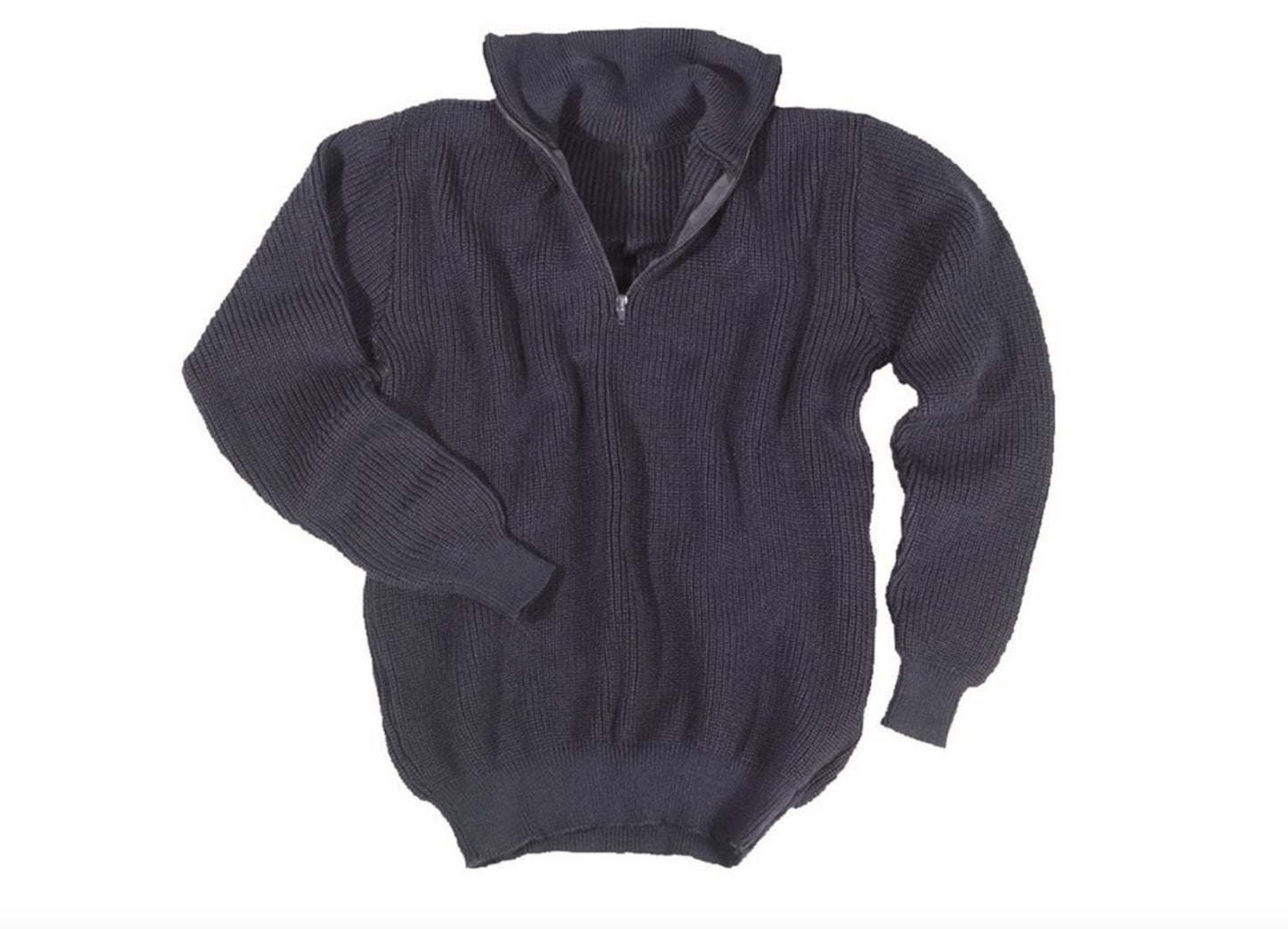 MIL-TEC Troyer Military Army Style Sweater Knitted With Zipper Dark Blue