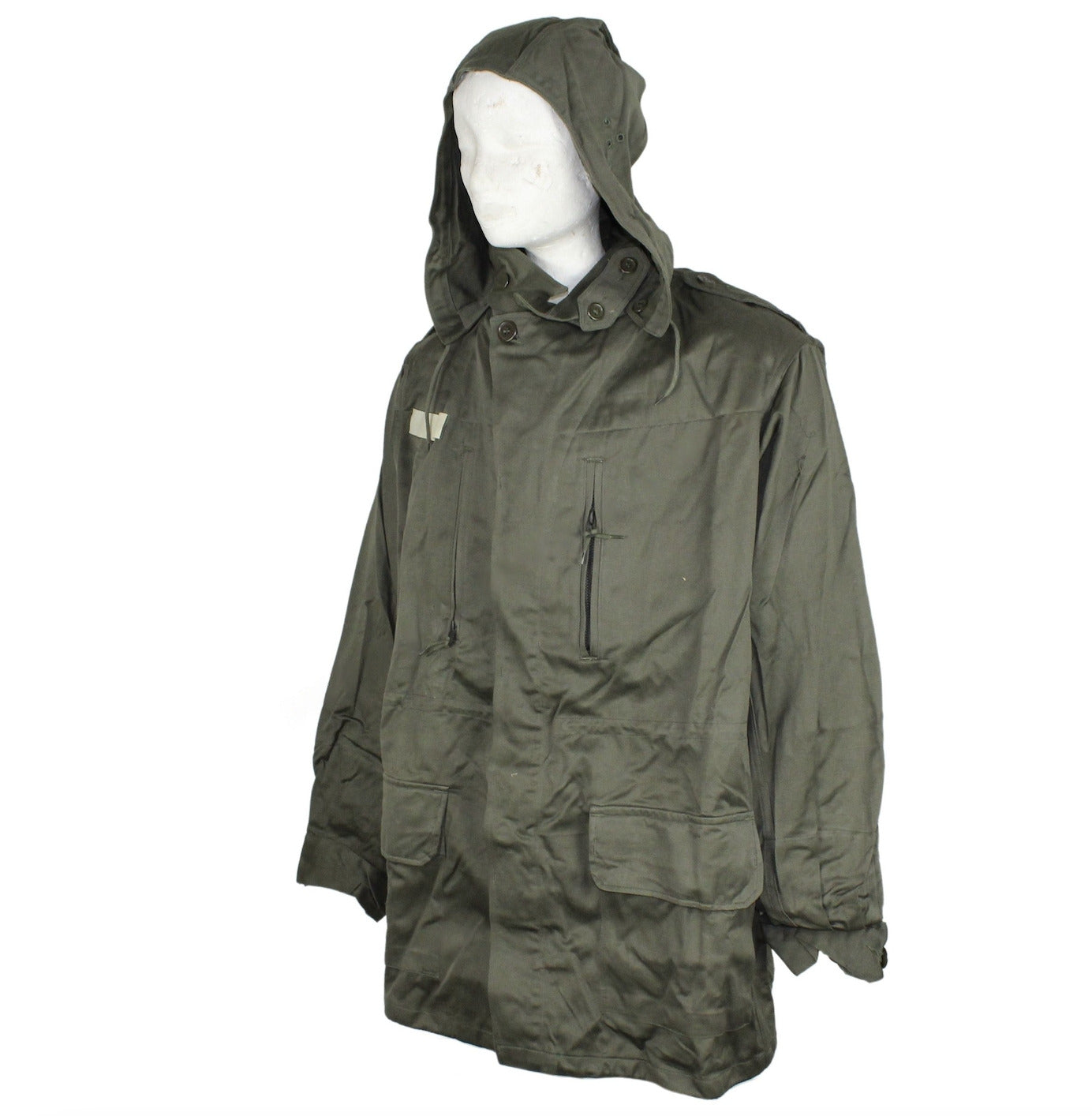 Original French Army Olive OD Jacket Fatigue Combat Military Hooded Parka Used