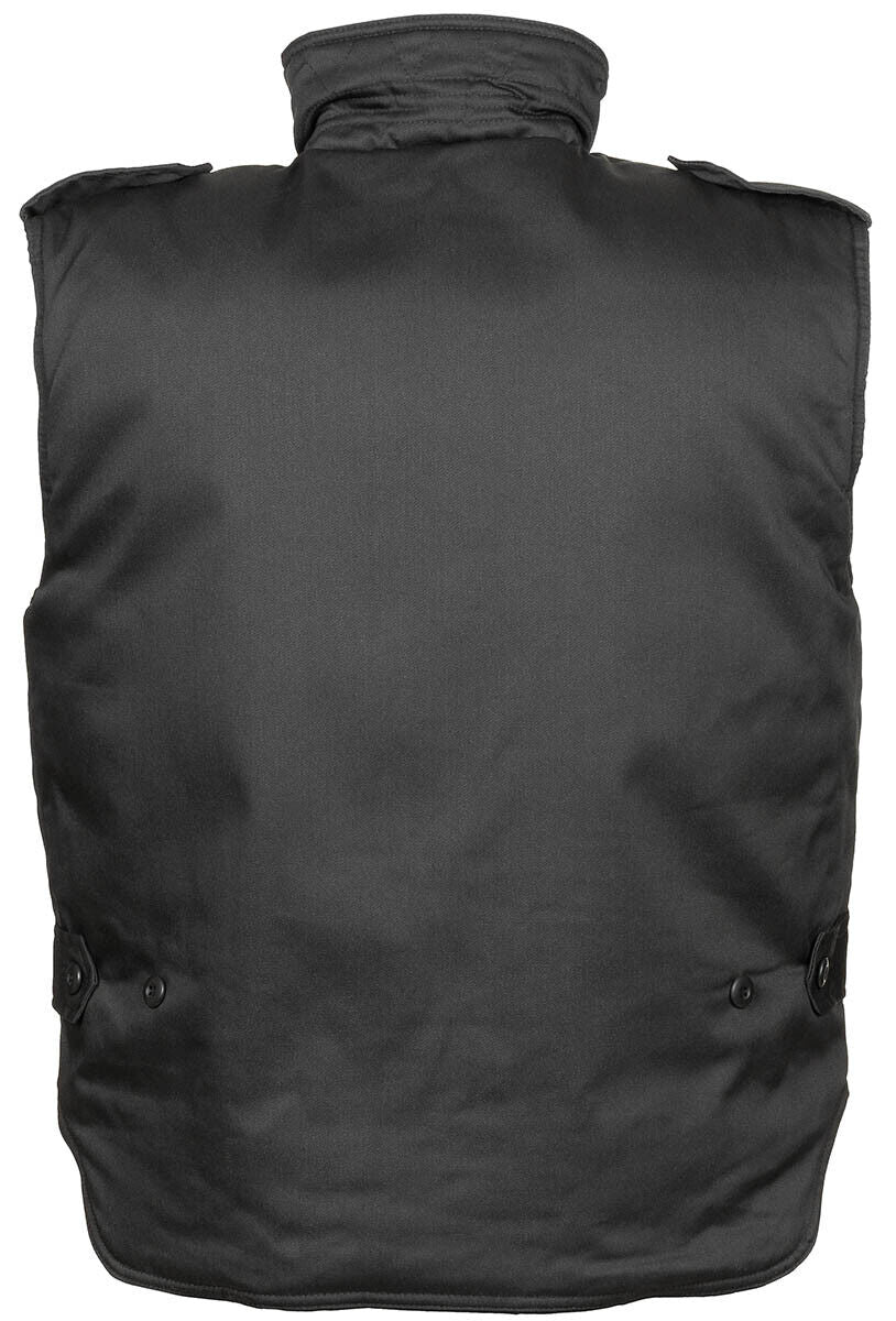 US Army Quilted Military Combat Vest Ranger Black Front Zip