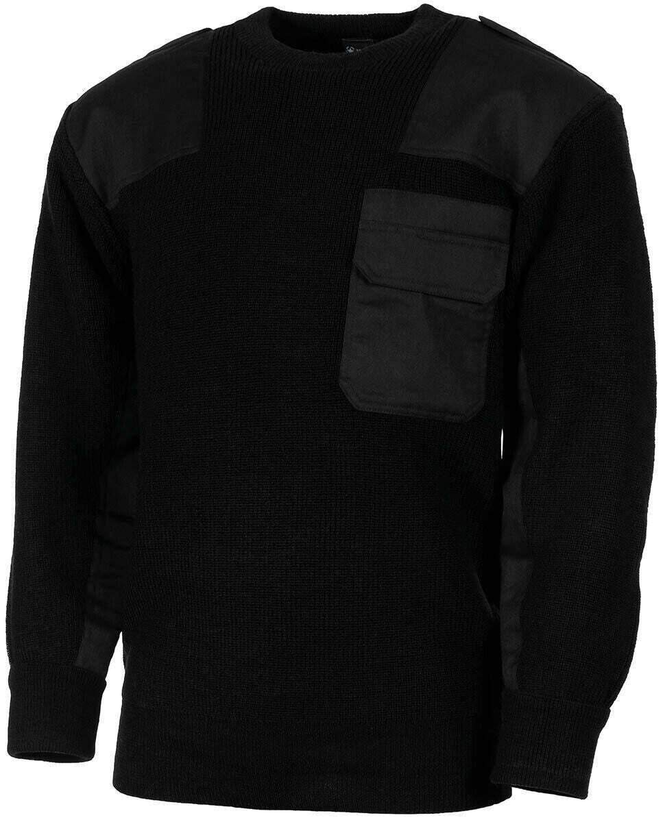 BW German Army Military Sweater Pullover With Chest Pocket Wool-80% Black