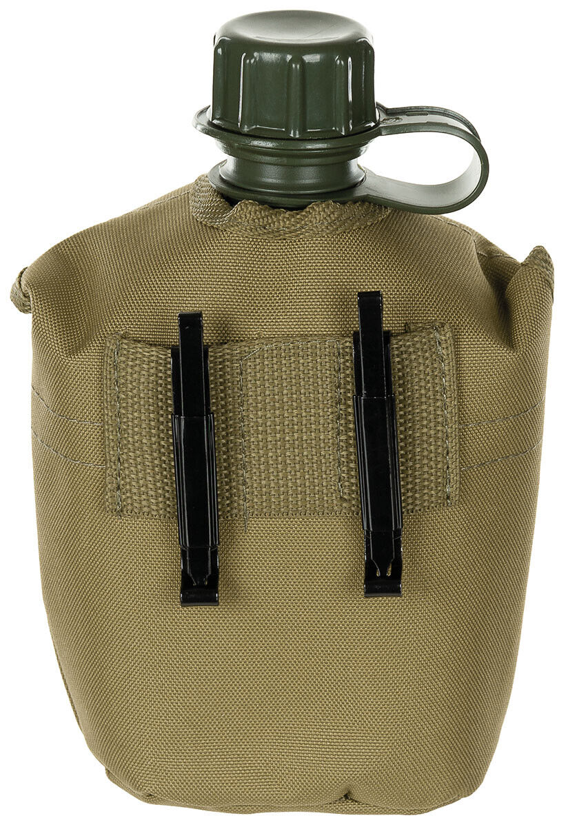 US Army Military Style Plastic Canteen 1L Cover Coyote Tan BPA Free
